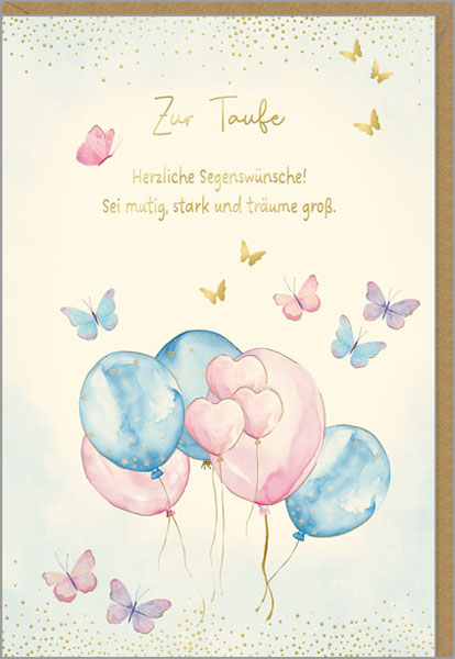 Goldbarrenset zur Taufe "Ballons und Schmetterlinge"