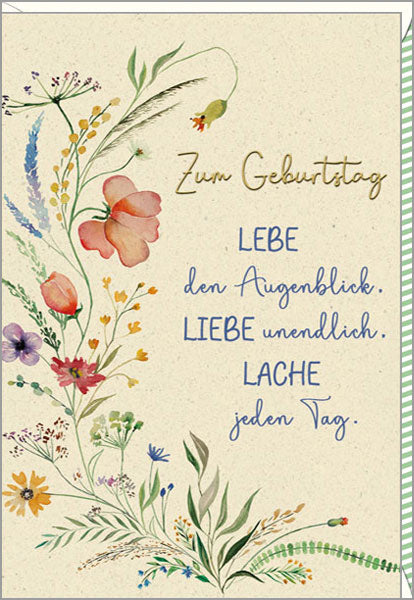 Goldbarrenset zum Geburtstag "Blumen auf Graspapier"