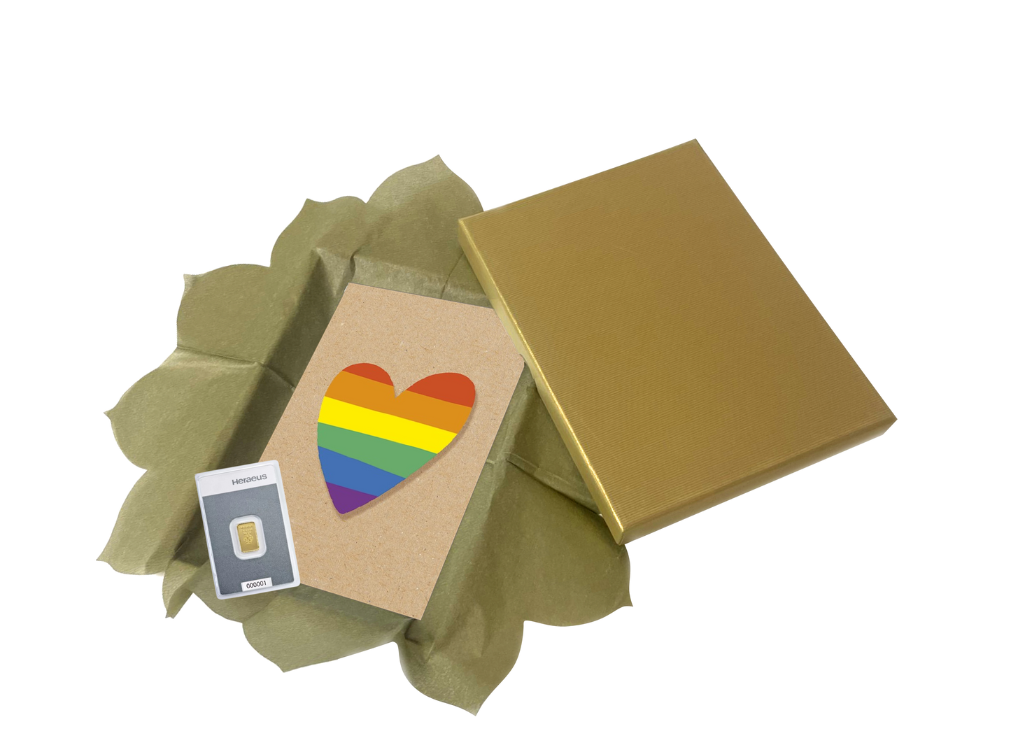 Goldbarrenset zur Hochzeit "LGBTQ Herz"