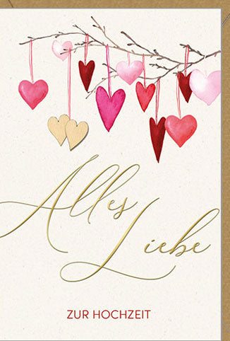 Goldbarrenset zur Hochzeit "Alles Liebe mit Herzen"