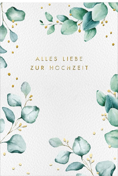 Goldbarrenset zur Hochzeit "Grüne Blätter"