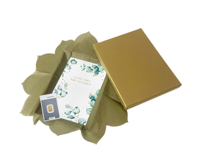 Goldbarrenset zur Hochzeit "Grüne Blätter"